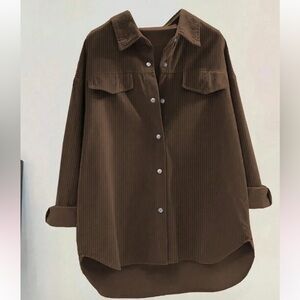 SHEIN Dark Brown Button-Up Shirt